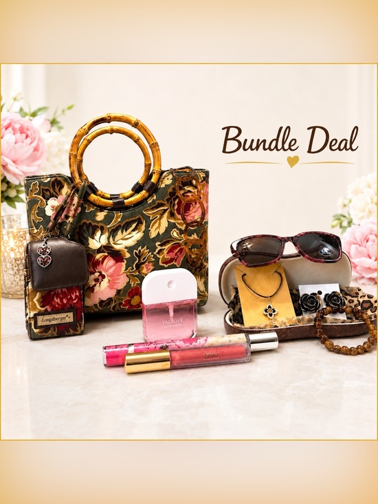 Longaberger Handbags - Sisters by Longaberger bag/Charm, Sunnies, lippy, Jewelry,Perfume & headband